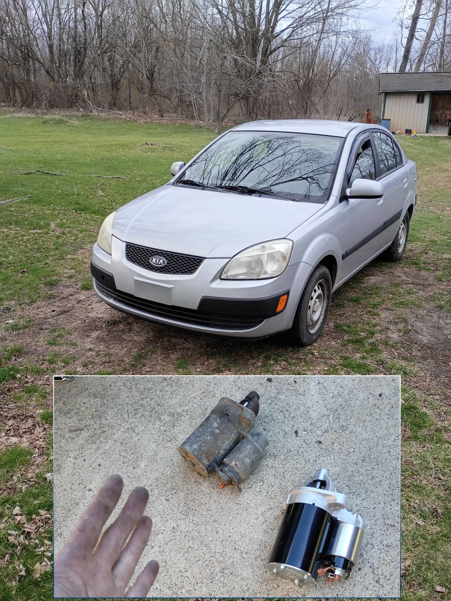 How to Replace starter on 2009 Kia Rio 1.6L Manual.
