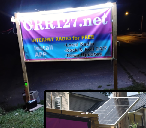 My Radio Street Sign Lighted by LED and Solar - Review of 100 WATT ECO-WORTHY.